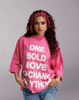 One Bold Move Oversized Crop Tee (Pink)
