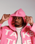 "Take The Risk" Fabric on Fabric Hoodie (Pink)