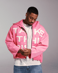 "Take The Risk" Fabric on Fabric Hoodie (Pink)