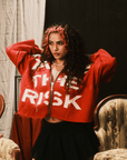 "Take The Risk" Fabric on Fabric Hoodie (Red)