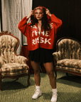 "Take The Risk" Fabric on Fabric Hoodie (Red)