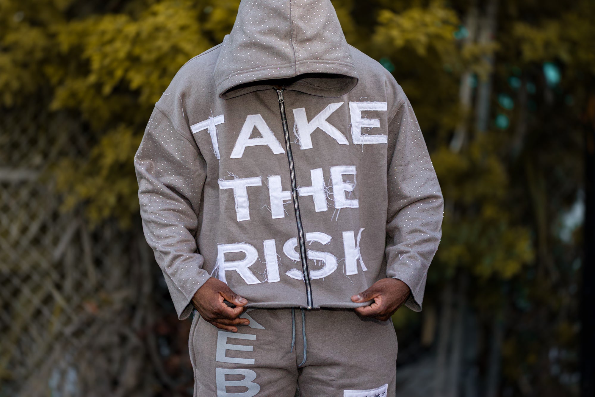 "Take The Risk Fabric on Fabric Crop" Hoodies