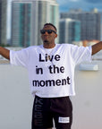 Live in the Moment Fabric-on-Fabric Crop Tee (White)