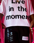 Live in the Moment Fabric-on-Fabric Crop Tee (White)