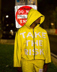 "Take The Risk" Fabric on Fabric Hoodie (Yellow)