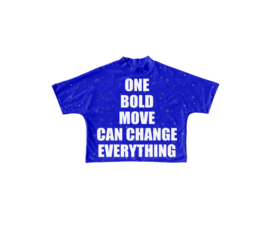 One Bold Move Oversized Crop Tee (Blue)