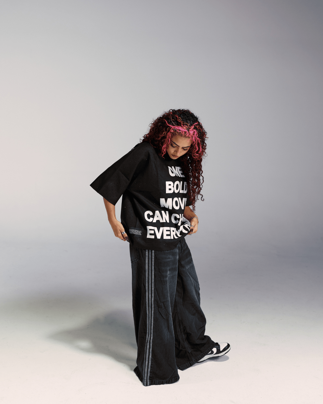 One Bold Move Oversized Crop Tee (Black)