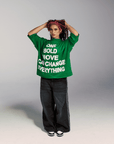 One Bold Move Oversized Crop Tee (Green)