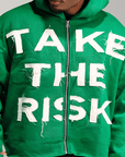 "Take The Risk" Fabric on Fabric Hoodie (Green)