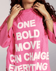 One Bold Move Oversized Crop Tee (Pink)