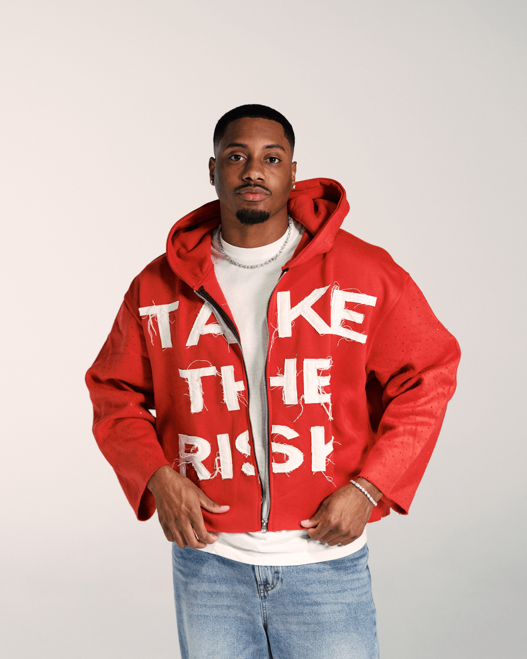 &quot;Take The Risk&quot; Fabric on Fabric Hoodie (Red)