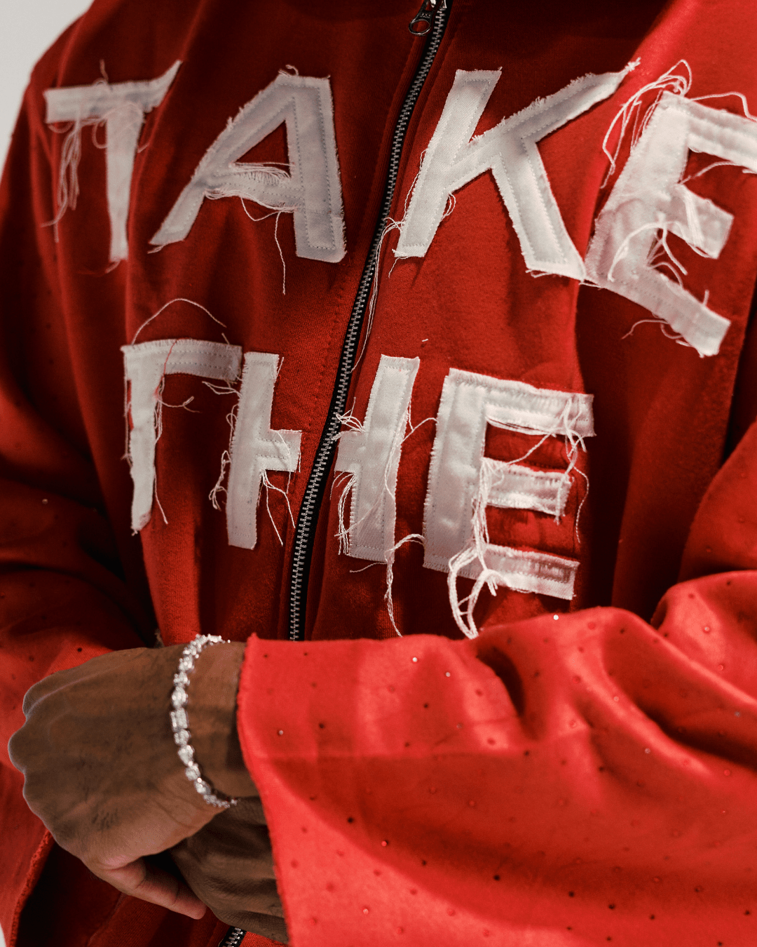 &quot;Take The Risk&quot; Fabric on Fabric Hoodie (Red)