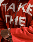 "Take The Risk" Fabric on Fabric Hoodie (Red)