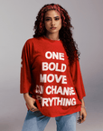 One Bold Move Oversized Crop Tee (Red)