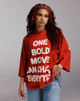 One Bold Move Oversized Crop Tee (Red)