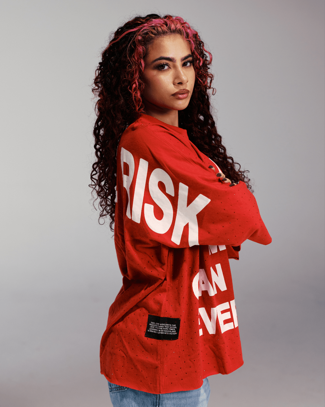 One Bold Move Oversized Crop Tee (Red)