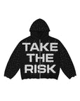 "Take The Risk" Fabric on Fabric Hoodie (Black)