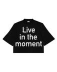 Live in the Moment Fabric-on-Fabric Crop Tee (Black)