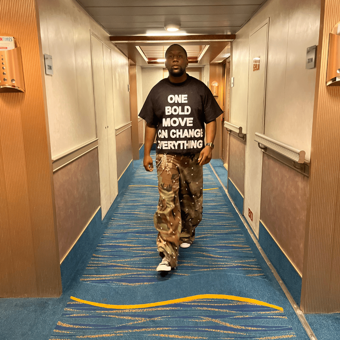 One Bold Move Oversized Crop Tee (Black)