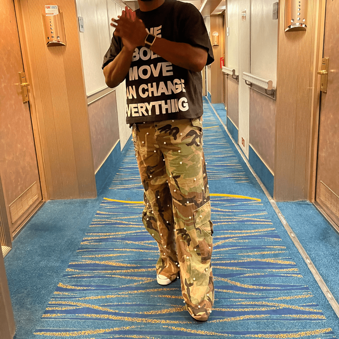 One Bold Move Oversized Crop Tee (Black)