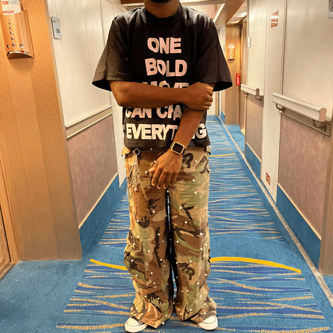 One Bold Move Oversized Crop Tee (Black)