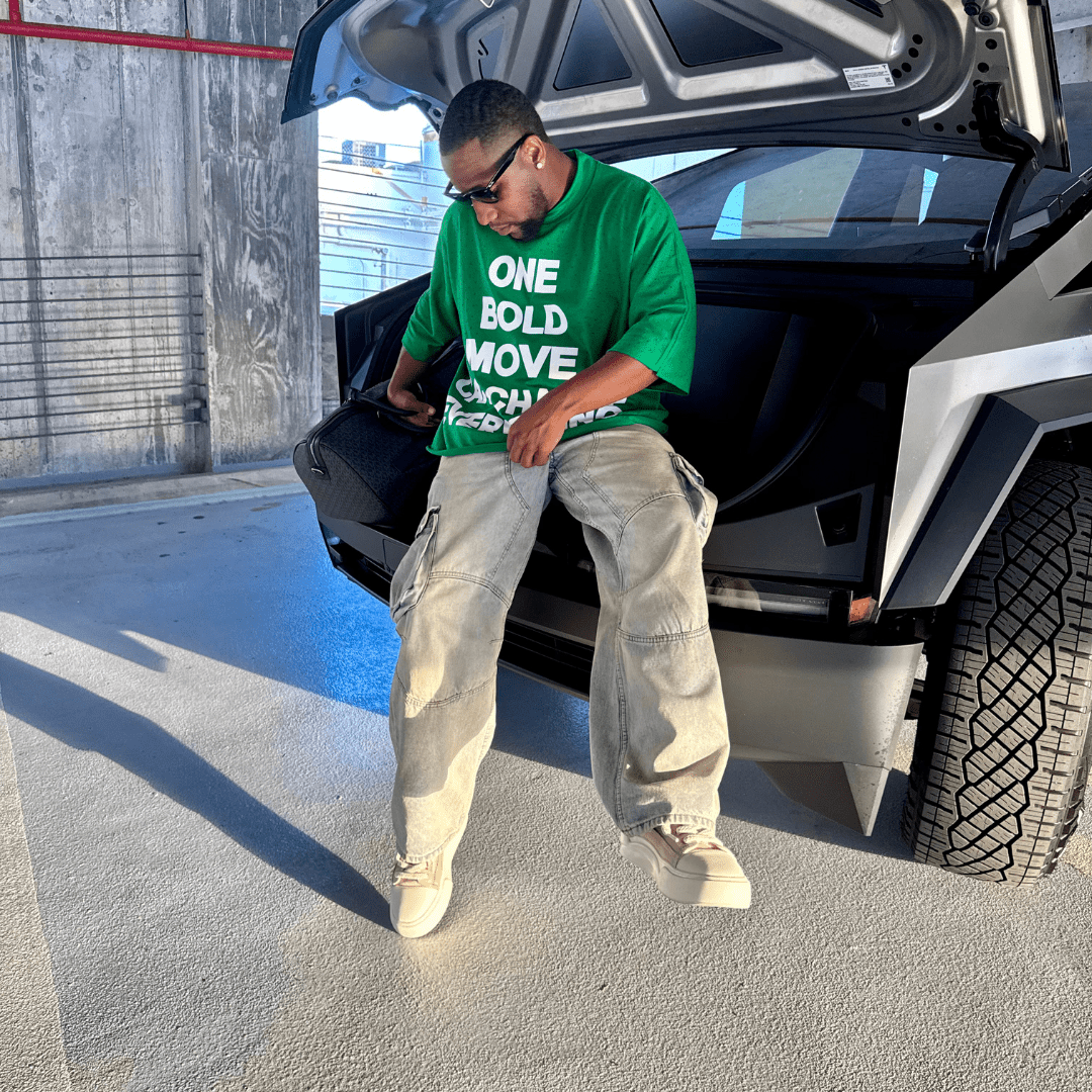 One Bold Move Oversized Crop Tee (Green)