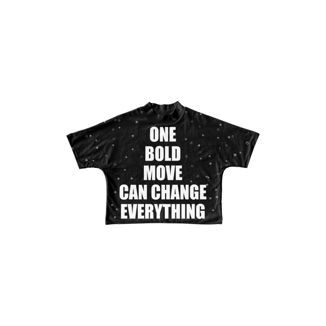 One Bold Move Oversized Crop Tee (Black)
